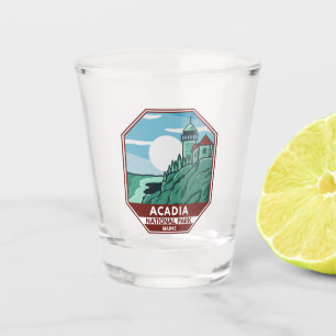 Acadia National Park Maine Lighthouse Retro Emblem Shot Glass