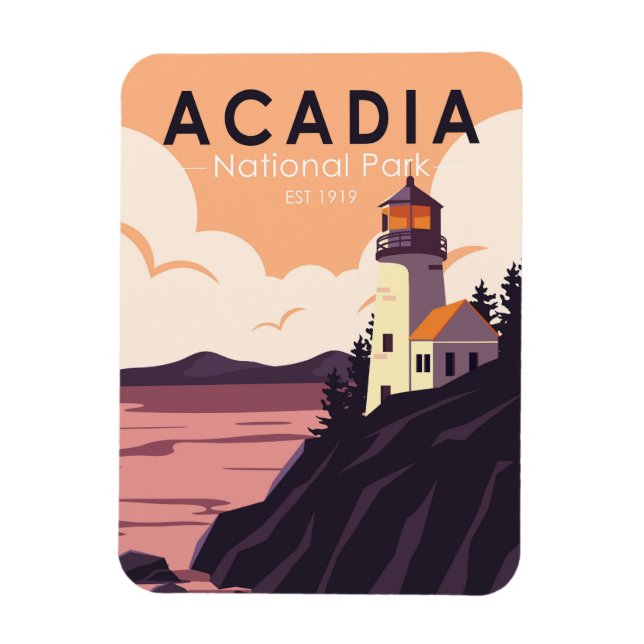 Acadia National Park Maine Lighthouse Vintage Magnet (Vertical)