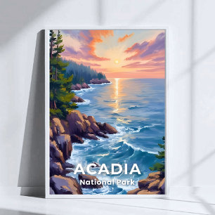 Acadia National Park   Maine Painting Travel Art Poster