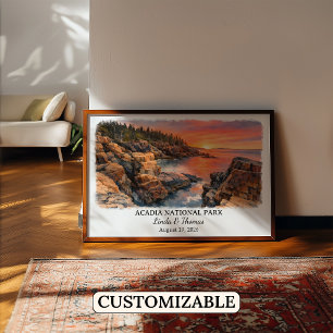 Acadia National Park Maine Poster, Watercolor Poster