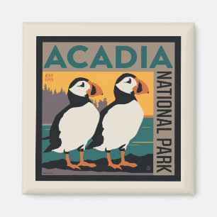 Acadia National Park, Maine   Puffins Magnet