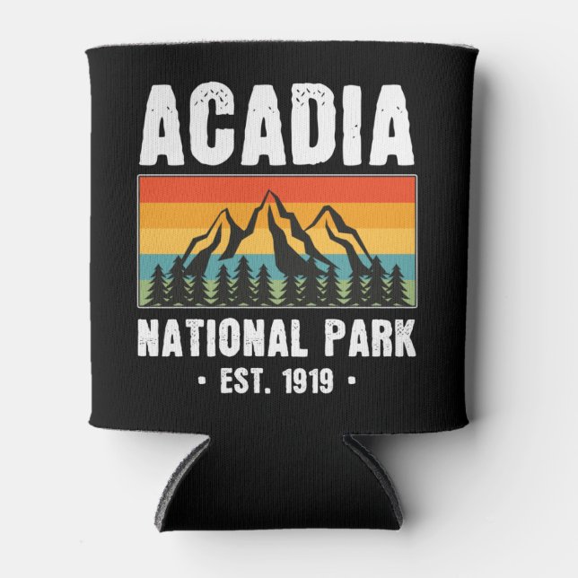 Acadia National Park, Maine Retro Vintage Can Cooler (Front)