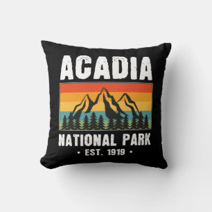 Acadia National Park, Maine Retro Vintage Throw Pillow