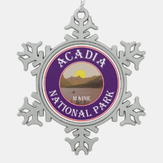 Acadia National Park Maine Snowflake Pewter Christmas Ornament