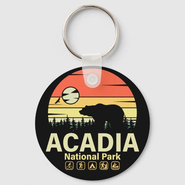 Acadia National Park Maine Vintage Retro Souvenirs Keychain (Front)