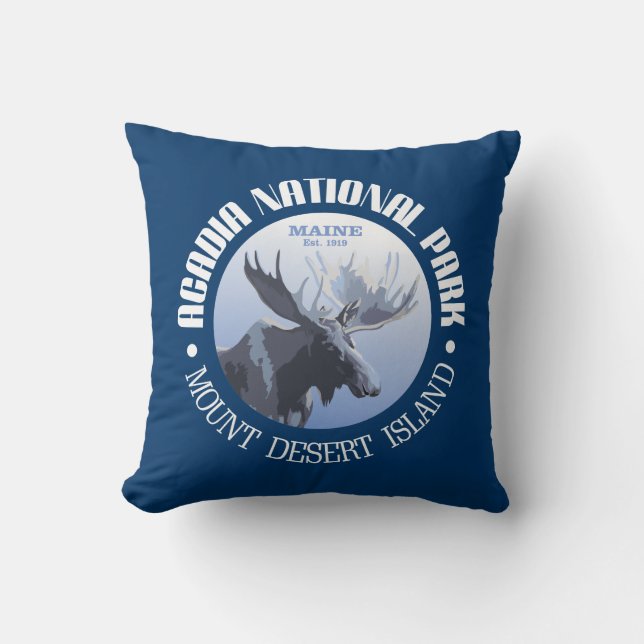 Acadia National Park (moose) Throw Pillow (Front)