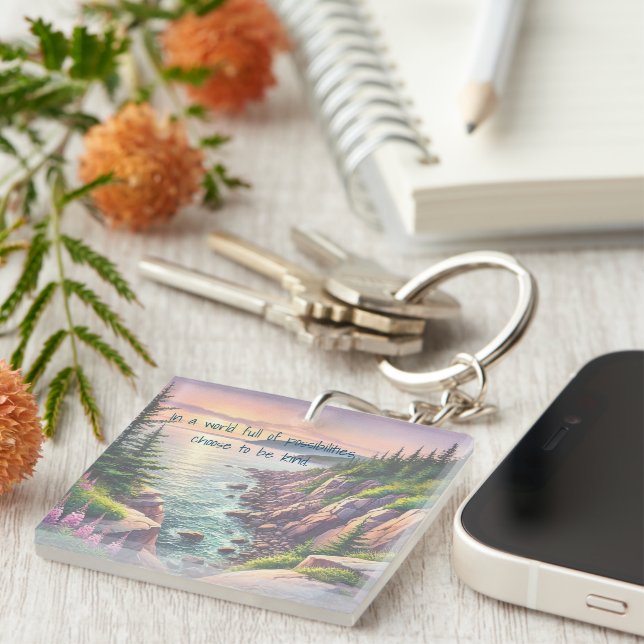 Acadia National Park & Quote Keychain (Front Right)