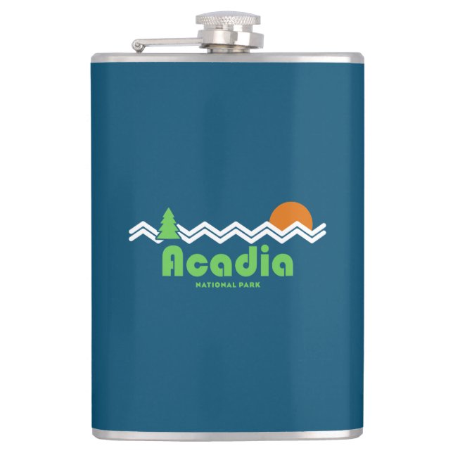 Acadia National Park Retro Hip Flask (Front)
