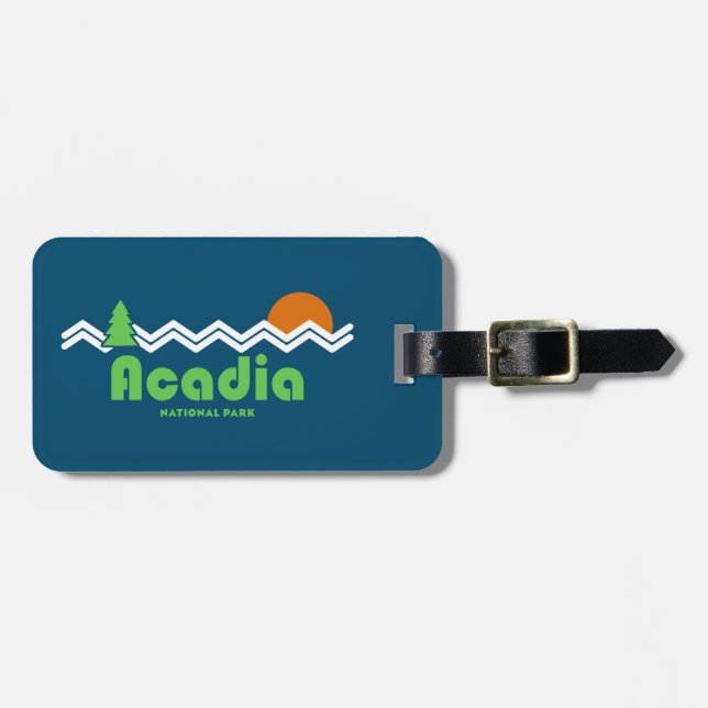 Acadia National Park Retro Luggage Tag (Front Horizontal)