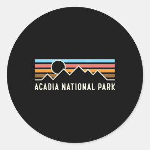 Acadia National Park Retro Mountain Lines Camping Classic Round Sticker
