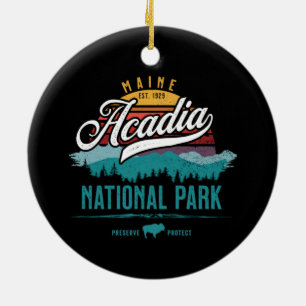 ACADIA NATIONAL PARK RETRO SUN HOLIDAY ORNAMENT