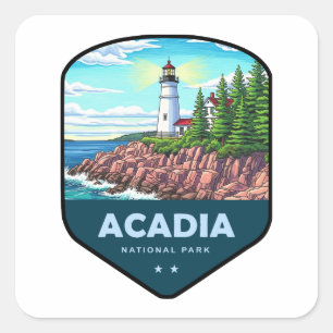 Acadia National Park Shield Square Sticker