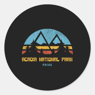 Acadia National Park Shirt Maine Retro Vintage Hik Classic Round Sticker