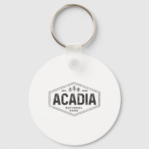 Acadia National Park Shirt Vintage Tree Hexagon Ba Keychain