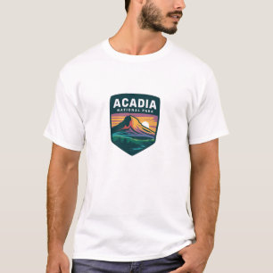Acadia National Park Sunset Badge Illustration T-Shirt