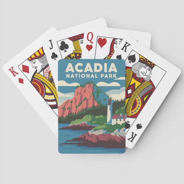 Acadia National Park Vintage Lighthouse Playing Cards (Back)