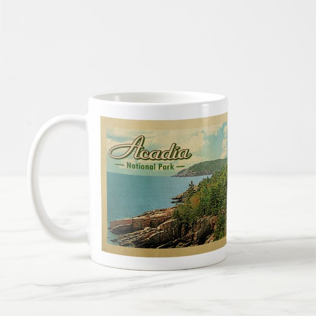 Acadia National Park Vintage Travel Coffee Mug (Left)