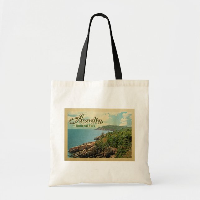 Acadia National Park Vintage Travel Tote Bag (Front)