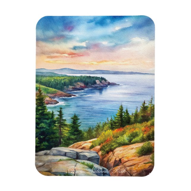 Acadia National Park Watercolor Painting Magnet (Vertical)