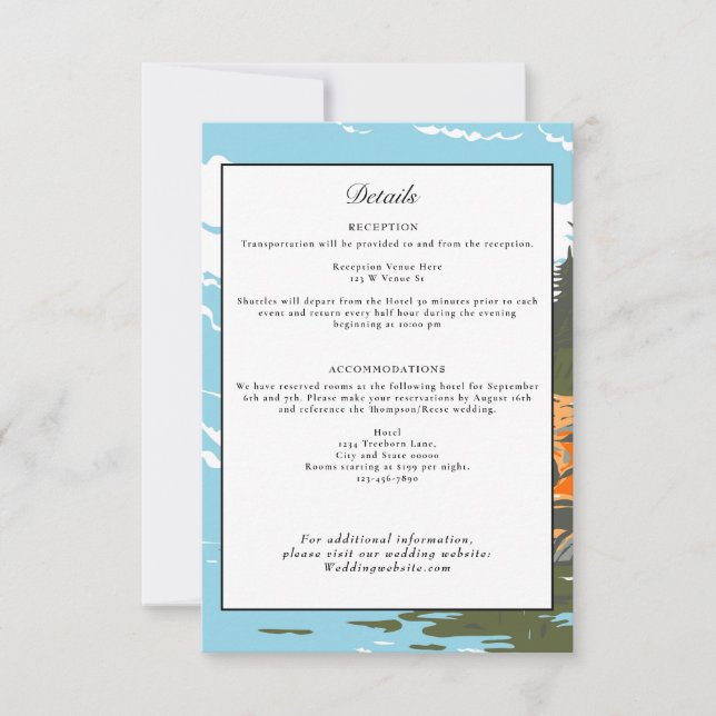 Acadia National Park Wedding Details Retro Invitation (Front)