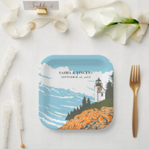 Acadia National Park Wedding Retro Paper Plate