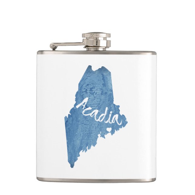 Acadia National Park Wood Grain Hip Flask (Front)