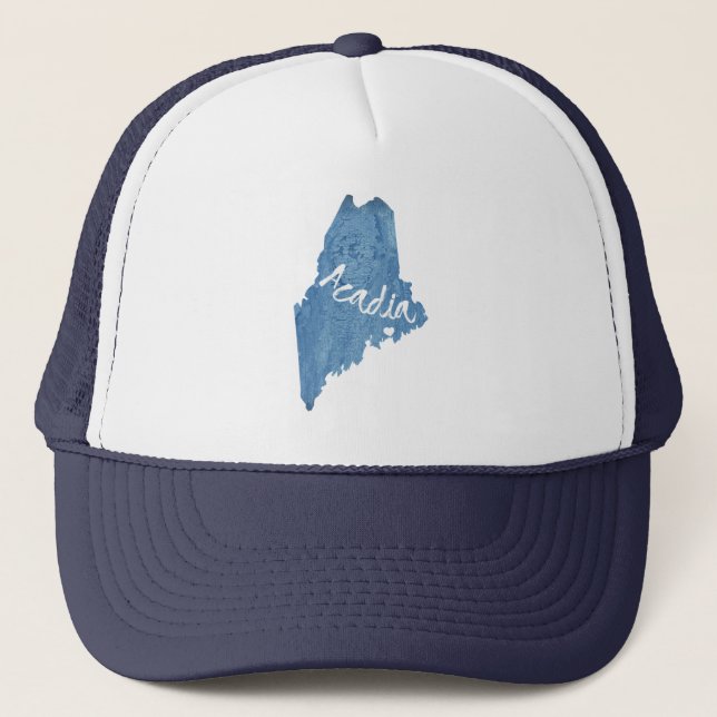 Acadia National Park Wood Grain Trucker Hat (Front)