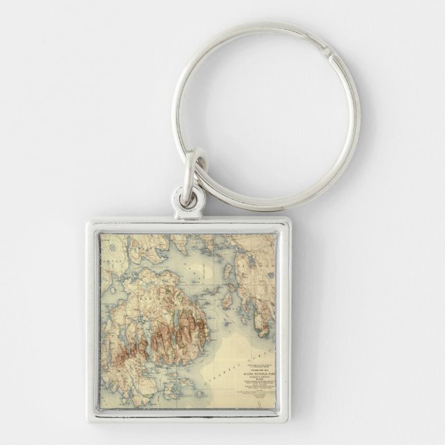 Acadia National ParkTopographic Panoramic Map Keychain (Front)