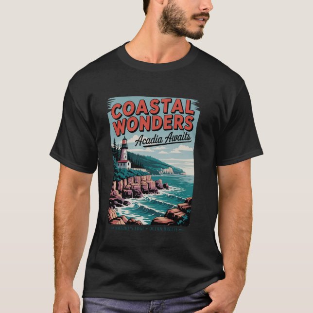 Acadia Wilderness Adventure Lighthouse Trail - Aca T-Shirt (Front)