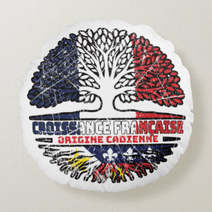 Acadian Cajun French France Tree Roots Flag Round Pillow