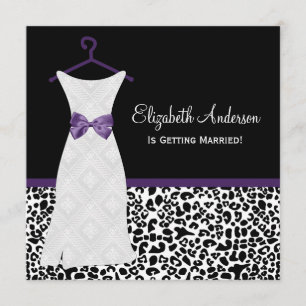 Acai Purple Gown Leopard PrintBridal Shower Invitation