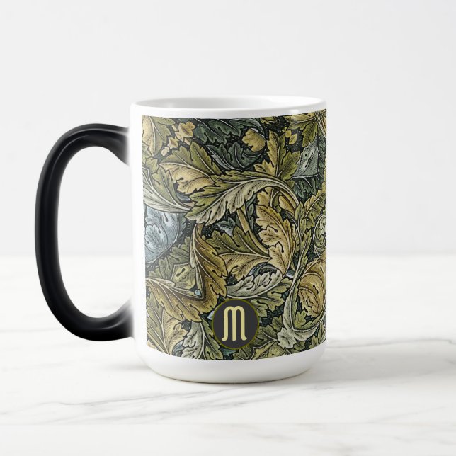 Acanthus by William Morris Monogram Floral Magic Mug (Left)