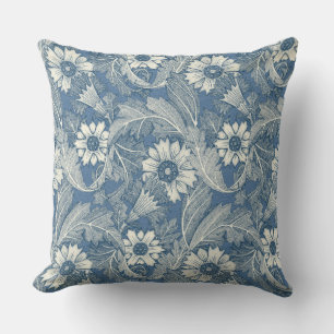 acanthus cobalt denim throw pillow