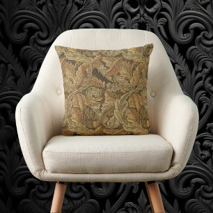 Acanthus Leaves by William Morris, Antique Textile Throw Pillow