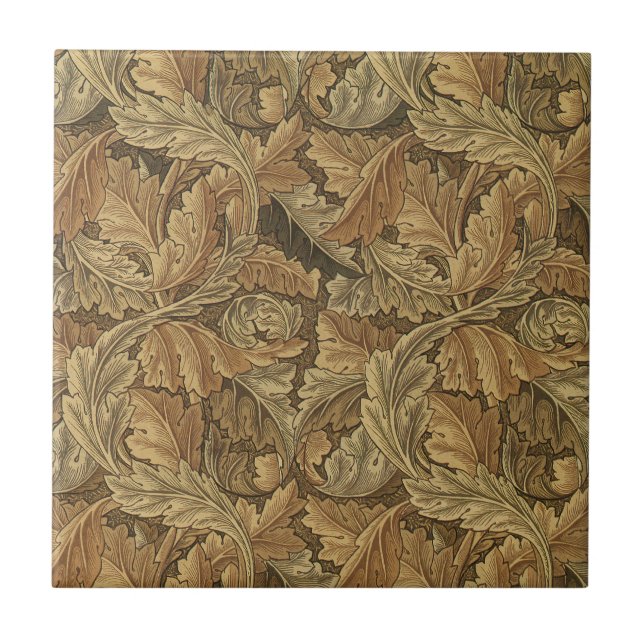 Acanthus Leaves by William Morris, Antique Textile Tile (Front)