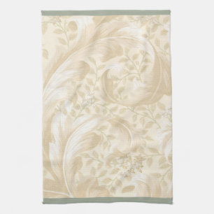 Acanthus Leaves in Soft Beige Kitchen Towel