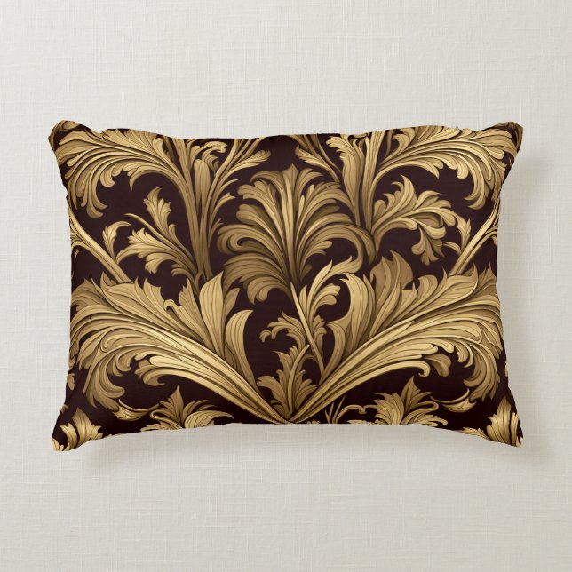 Acanthus Leaves (Old Gold Tone) Accent Pillow (Front)