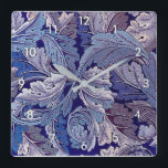Acanthus Purple, William Morris Square Wall Clock<br><div class="desc">William Morris (24 March 1834 – 3 October 1896) was a British textile designer, poet, novelist, translator, and socialist activist associated with the British Arts and Crafts Movement. He was a major contributor to the revival of traditional British textile arts and methods of production. His literary contributions helped to establish...</div>