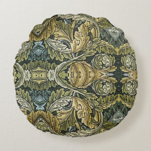 Acanthus Vintage Floral Pattern by William Morris Round Pillow