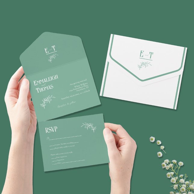 Acapulco Green Simple Modern Wedding All In One Invitation (Creator Uploaded)