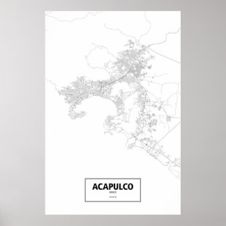 Acapulco, Mexico (black on white) Poster