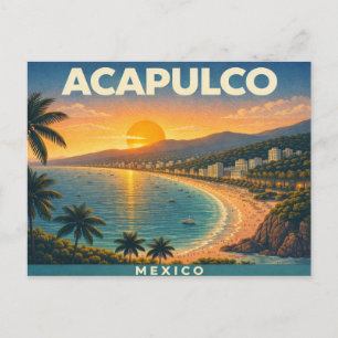 Acapulco Mexico Retro Travel Postcard