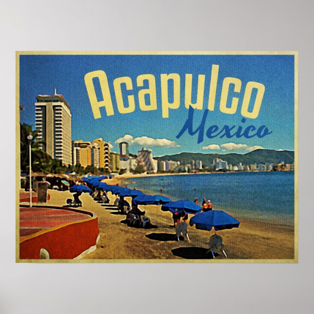 Acapulco Mexico Vintage Travel Poster (Front)