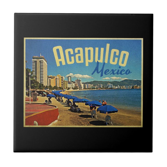 Acapulco Mexico Vintage Travel Tile (Front)