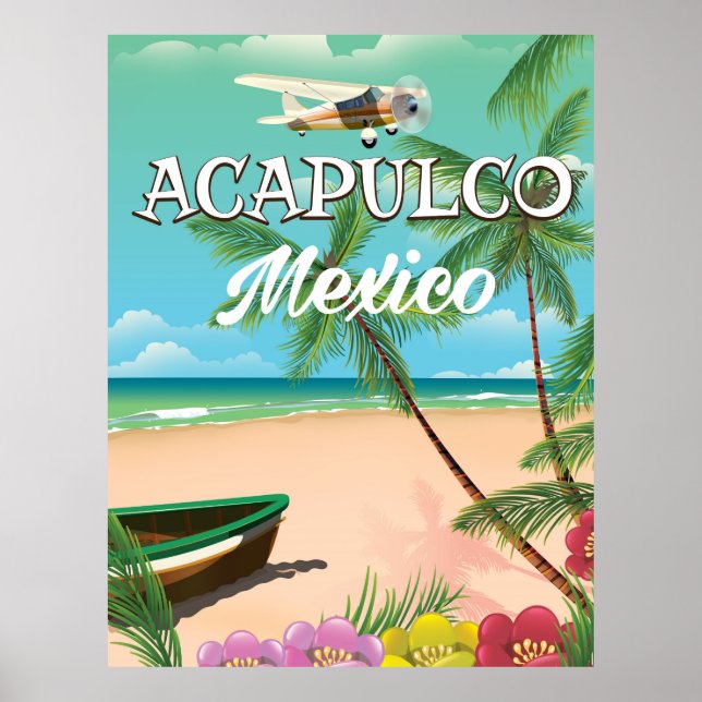 Acapulco Mexique Affiche de voyage Vintage (Devant)