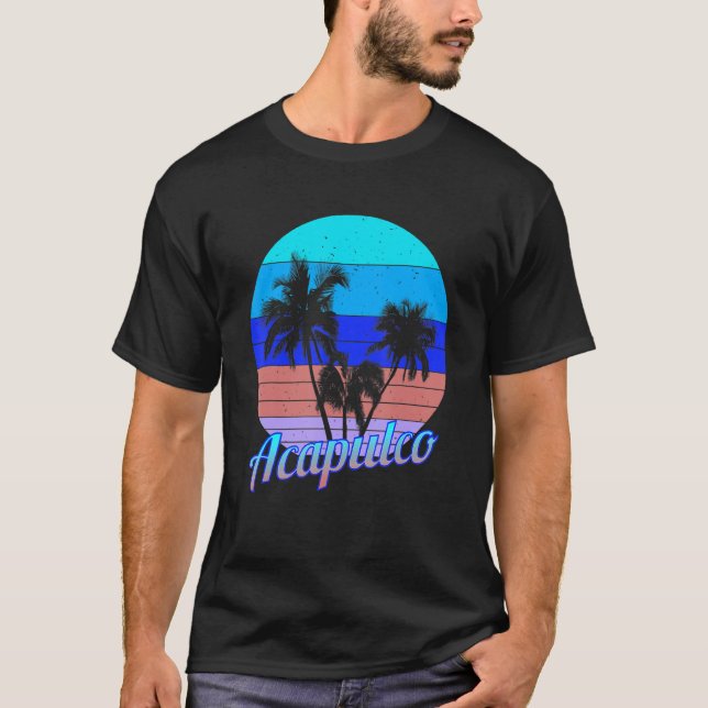 Acapulco Retro Tropical Palm Trees Vacation T-Shirt (Front)