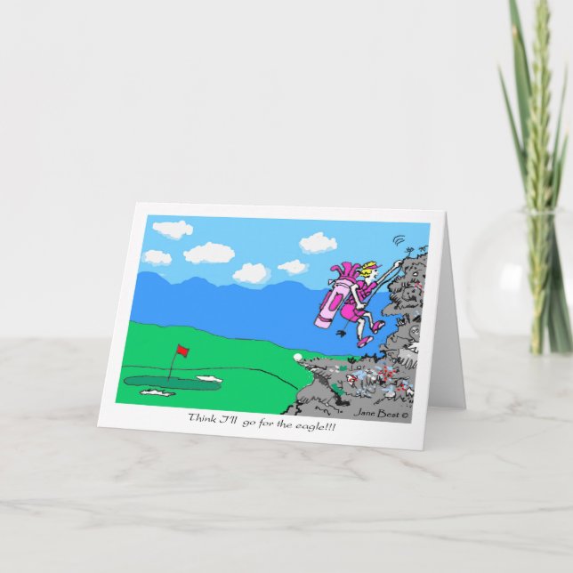 Accéder À La Carte De Voeux Cartoon Eagle Golf (Devant)