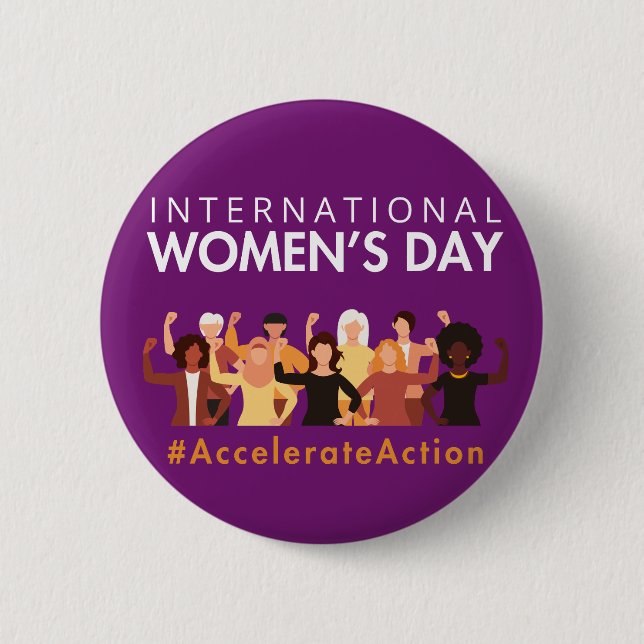 Accelerate Action International Women's Day 2025 2 Inch Round Button (Front)
