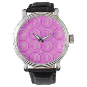 Accent Circles Background Flowers Pink Birthday Watch