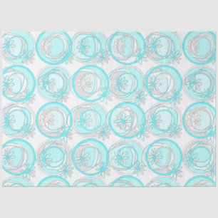 Accent Circles Background Flowers Turquoise White Tissue Paper